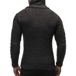 Warm knitted pullover - cardigan with turtleneck / pockets / buttonsHoodies & Sweatshirt