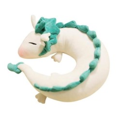 Cuscino a forma di drago bianco/verde - peluche