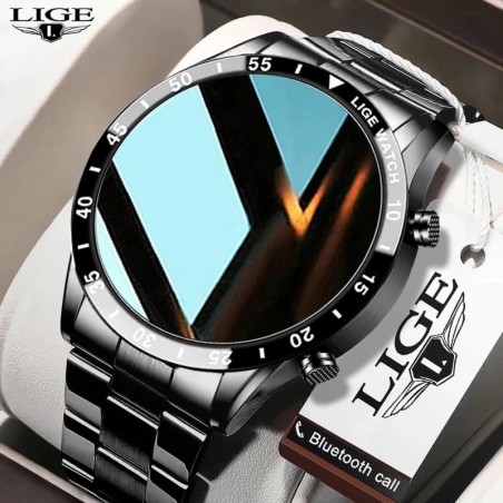 LIGE - montre intelligente de luxe - écran tactile plein cercle - Bluetooth - tension artérielle - étanche