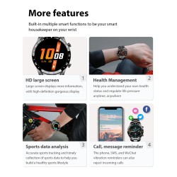 LIGE - lussuoso Smart Watch - touch screen a cerchio intero - Bluetooth - pressione sanguigna - impermeabile