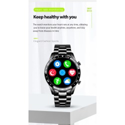LIGE - montre intelligente de luxe - écran tactile plein cercle - Bluetooth - tension artérielle - étanche