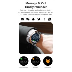LIGE - montre intelligente de luxe - écran tactile plein cercle - Bluetooth - tension artérielle - étanche