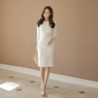 Warm elegant dress - with lace sleeves - whiteDresses