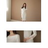 Warm elegant dress - with lace sleeves - whiteDresses