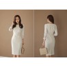 Warm elegant dress - with lace sleeves - whiteDresses