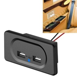 Caricabatteria da auto - doppia porta USB - presa con indicatore LED blu - DC5V/3.1A - 12V