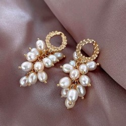 Boucles d'oreilles élégantes en or - avec perles multicouches
