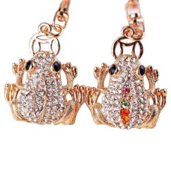 Crystal toad with old coin - keychainKeyrings