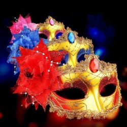 Maschera per gli occhi veneziana sexy - diamante / fiore di piume / glitter - carnevale - Halloween