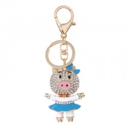 Piggy in mini skirt - crystal - keychainKeyrings