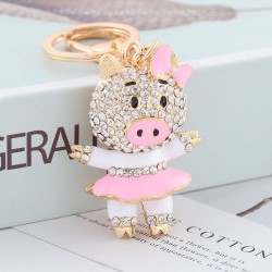 Piggy in mini skirt - crystal - keychainKeyrings