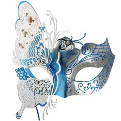 Masque pour les yeux vénitien en métal - papillon évidé - cristaux - découpé au laser - mascarades / carnavals