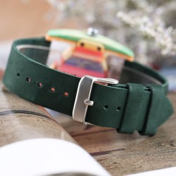Trendy wooden watch - colorful triangle shaped - leather strapWatches