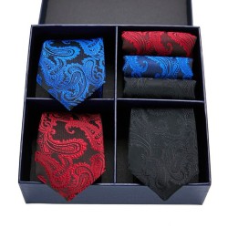 Set da uomo alla moda - cravatta / fazzoletto - seta - 6 pezzi