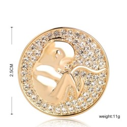 Broche de sage-femme ronde - avec cristaux - en forme de pièce - bébé à naître