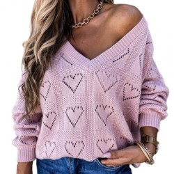 Classic loose sweater - crochet - hollow out heartsHoodies & Jumpers