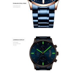 CRRJU - lussuoso orologio blu - Quarzo - acciaio inossidabile - impermeabile