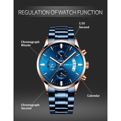 CRRJU - luxurious blue watch - Quartz - stainless steel - waterproofWatches