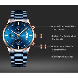 CRRJU - luxurious blue watch - Quartz - stainless steel - waterproofWatches