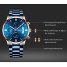 CRRJU - lussuoso orologio blu - Quarzo - acciaio inossidabile - impermeabile