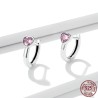 Stud earrings with a pink crystal heart - 925 sterling silverEarrings