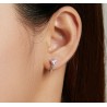Boucles d'oreilles clous avec un coeur en cristal rose - argent sterling 925
