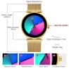 Montre à quartz créative - cadran coloré - étanche - acier inoxydable / bracelet en cuir - unisexe