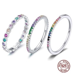 Elegante anello arcobaleno - zircone colorato - argento sterling 925