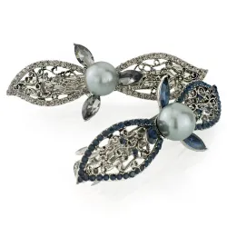 Barrette élégante - feuilles de cristal / perle