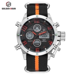 Golden Hour - orologio sportivo militare al quarzo - analogico - display LED digitale