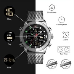 NAVIFORCE - lussuoso orologio sportivo - quarzo - digitale - doppio display analogico - impermeabile