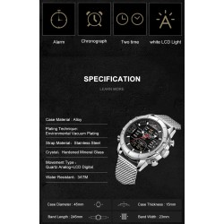 NAVIFORCE - lussuoso orologio sportivo - quarzo - digitale - doppio display analogico - impermeabile