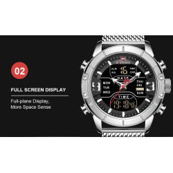 NAVIFORCE - lussuoso orologio sportivo - quarzo - digitale - doppio display analogico - impermeabile