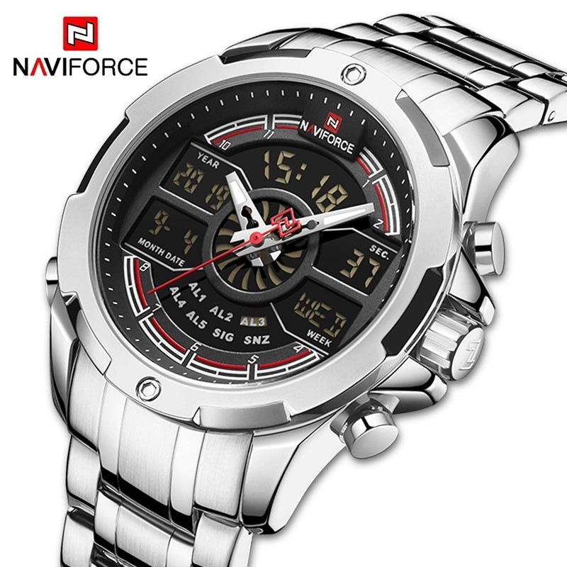 NAVIFORCE - lussuoso orologio al quarzo - analogico - digitale - impermeabile