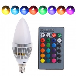E12 E14 3W RGB LED 15 - ampoule bougie avec télécommande - changement de couleur