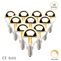 Lampadina LED - G45 bolla specchio oro - dimmerabile - bianco caldo - 4W - E12 - E14 - 10 pezzi