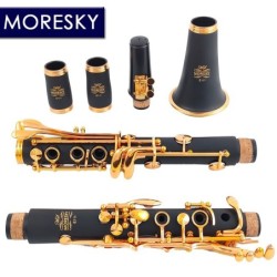 MORESKY - Clarinette Sib - 17 touches - avec anches - laque or - noire