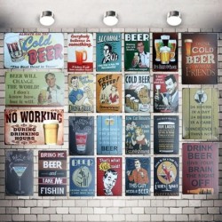 Poster vintage - cartello da parete in metallo - cocktail - drink - birra