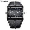 SINOBI - orologio al quarzo da uomo alla moda - doppio fuso orario multiplo - cinturino in pelle