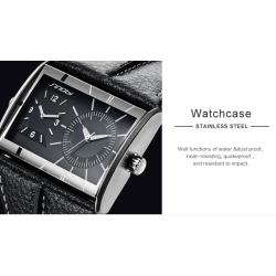 SINOBI - orologio al quarzo da uomo alla moda - doppio fuso orario multiplo - cinturino in pelle