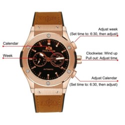Orologio sportivo classico - automatico - cinturino in pelle/caucciù