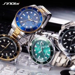 SINOBI - classic sports quartz watch - luminous dial - stainless steelWatches