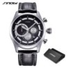 SINOBI - élégante montre à quartz multifonction - chronographe - bracelet en cuir
