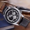 SINOBI - élégante montre à quartz multifonction - chronographe - bracelet en cuir