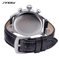 SINOBI - elegant multifunction quartz watch - chronograph - leather strapWatches