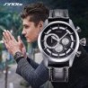 SINOBI - élégante montre à quartz multifonction - chronographe - bracelet en cuir