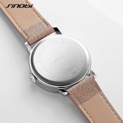 SINOBI - montre à quartz élégante - bracelet en cuir - design visage souriant