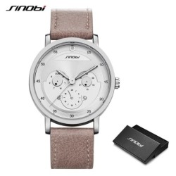 SINOBI - montre à quartz élégante - bracelet en cuir - design visage souriant