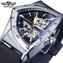 WINNER - orologio sportivo alla moda - cover trasparente - lancette luminose - quadrante a forma di triangolo