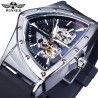 WINNER - orologio sportivo alla moda - cover trasparente - lancette luminose - quadrante a forma di triangolo